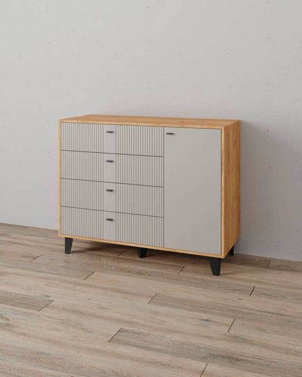 Комод КАТРИН-13 дуб крафт золотой / МДФ сантьяго софт