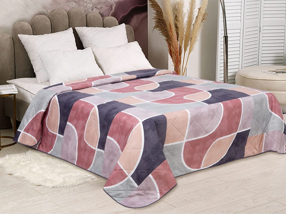 Покрывало на кровать, стеганое, поплин с размерами 215х220