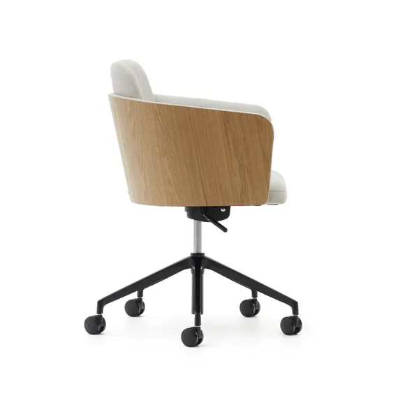 Рабочее кресло на колесиках Madai, бежевый шенилл, шпон ясеня