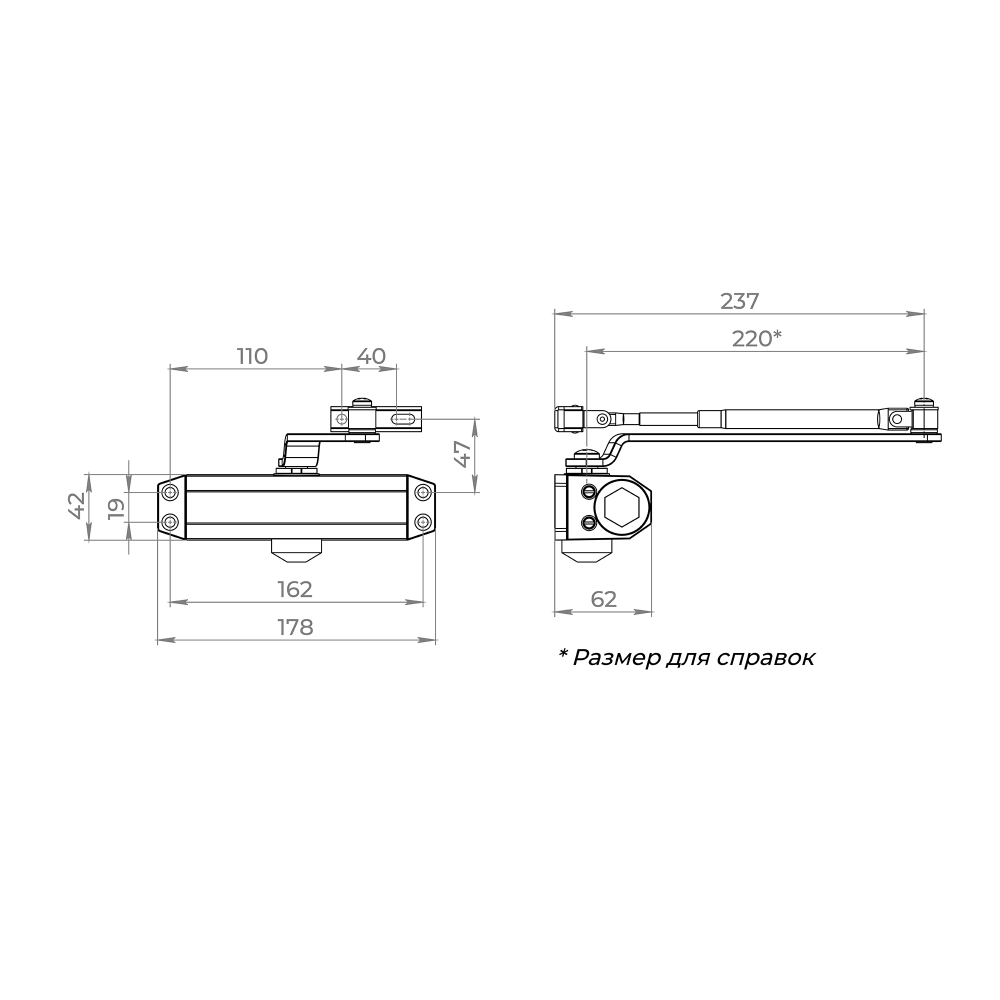 Доводчик дверной DCTR50-100 (TDR-100) 50-100кг BL черный