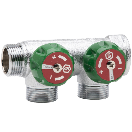 Коллектор Stout 3/4"x1/2", 2 отвода, плоское уплотнение регулирующий SMB-6849-341202