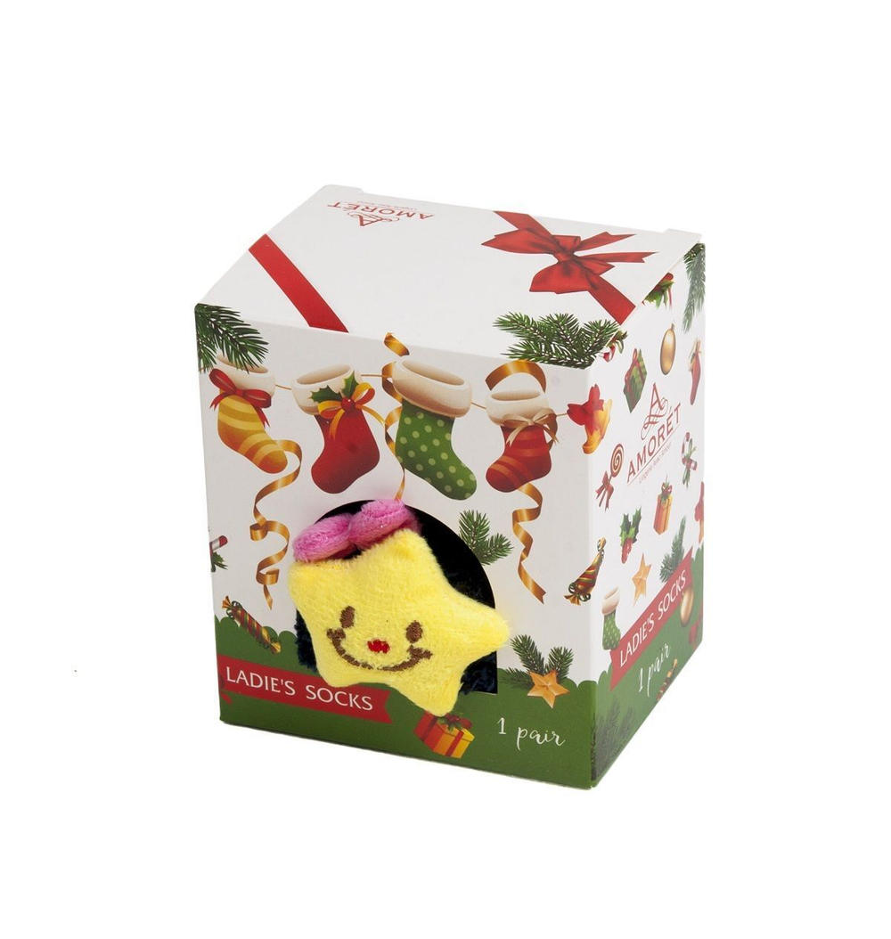 Синие мягкие носочки с забавной игрушкой (Размер: 36-39) (Цвет: темно-синий)