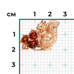Брошь «Белка» из красного золота с янтарём и эмалью