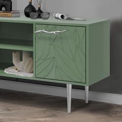 Тумба под ТВ Арт Колор leaves 117см Стайл Сильвер Зеленый нефрит