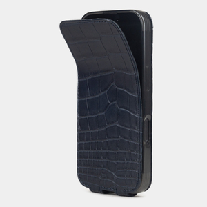 Чехол iPhone 16 Pro Max натуральная кожа аллигатора, синего цвета