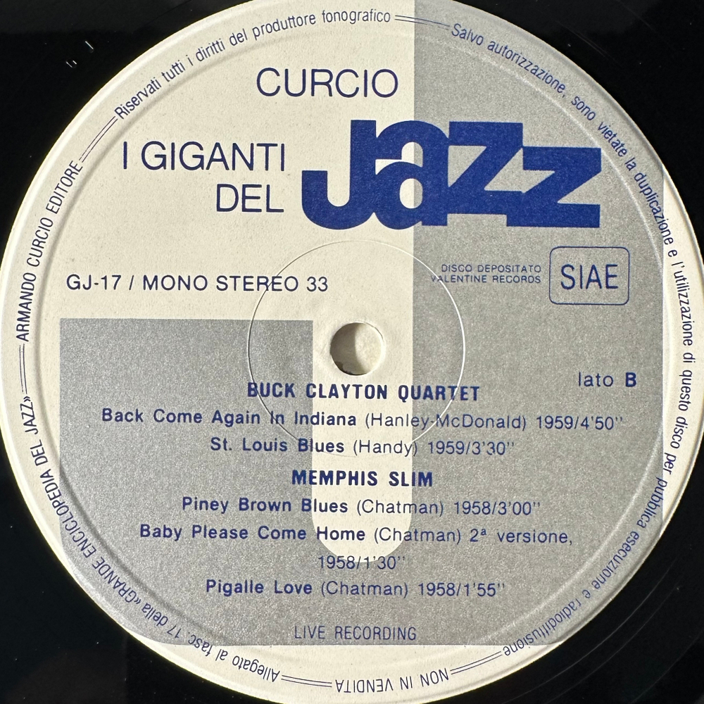 Giganti Del Jazz Vol. 17 - Big Joe Turner, Buck Clayton, Stuff Smith, Memphis Slim (Италия)