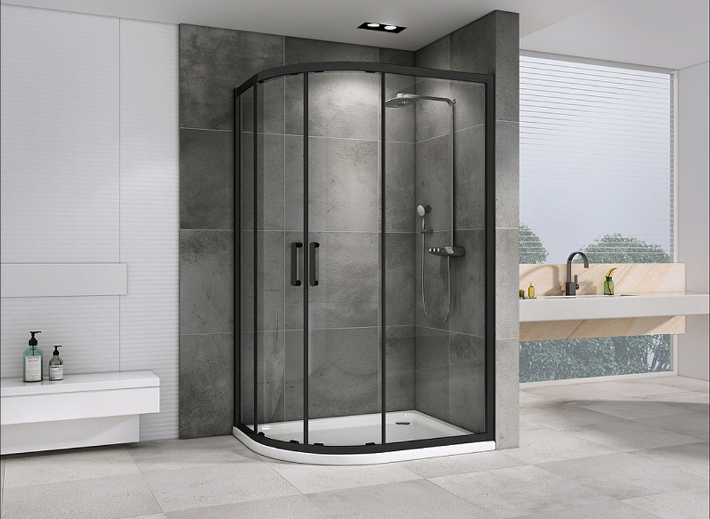 Душевой уголок Abber Schwarzer Diamant 100x80 AG01180B профиль Черный стекло прозрачное