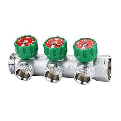 Коллектор регулирующий проходной Varmega - 1" (НР/ВР) на 3 контура 3/4"EK (евроконус)