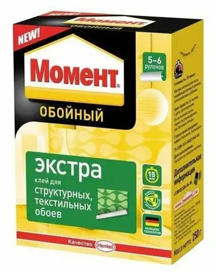 Клей для структурных и текстильных обоев 250 гр Момент Экстра