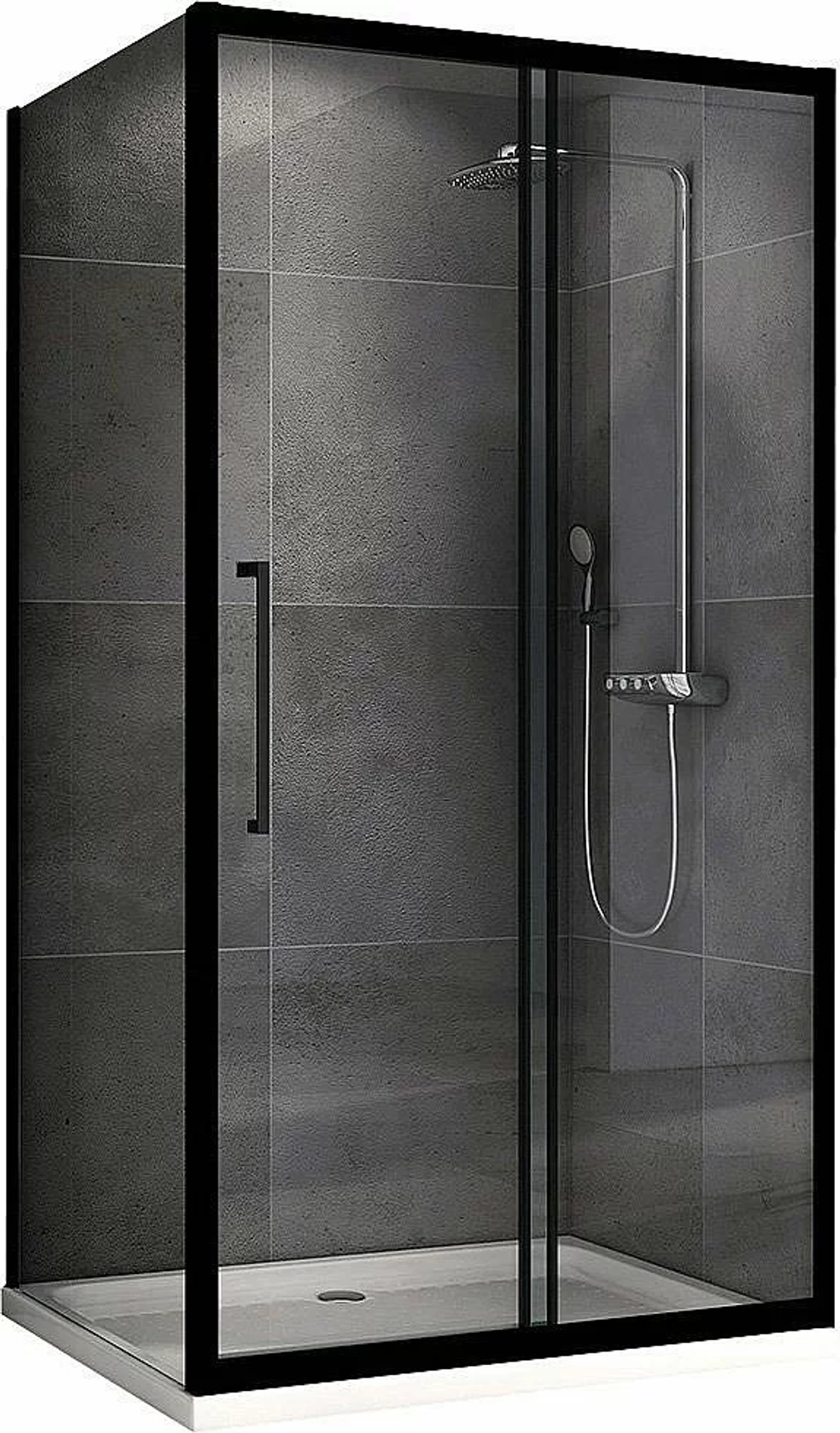 Душевой уголок ABBER Schwarzer Diamant AG30140BH-S80B 140х80 стекло прозрачное/профиль черный