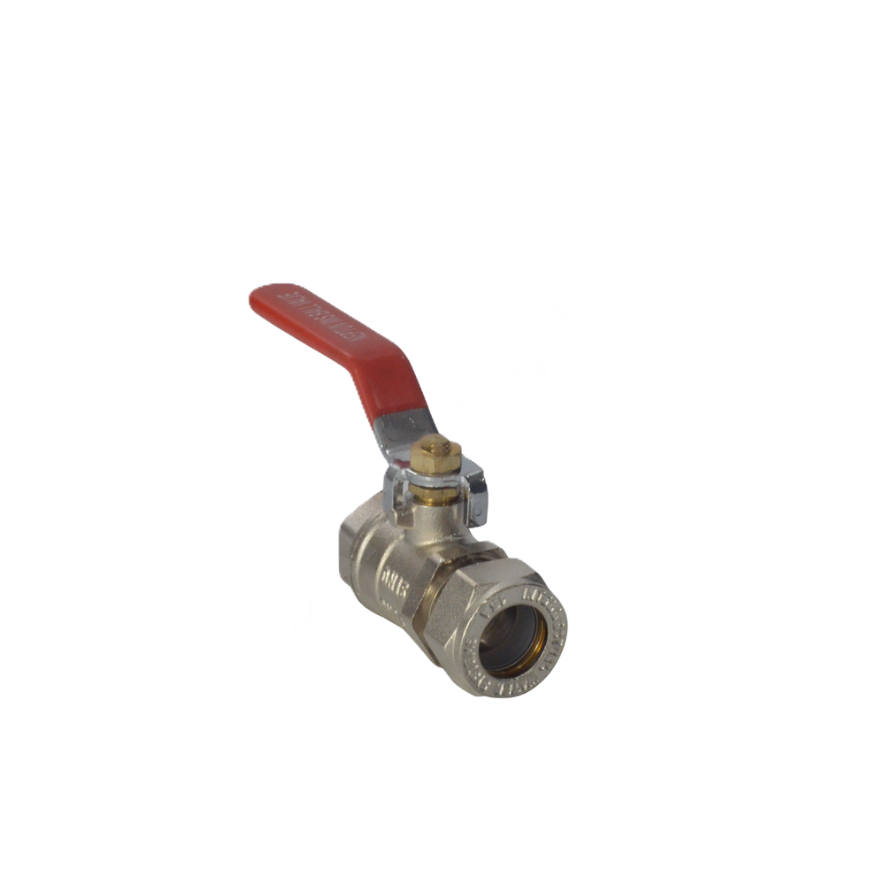Кран шаровой латунь Ду 15х1/2" Ру50 ВР/обжим рычаг красный STAHLMANN SVLF1501/2NEF