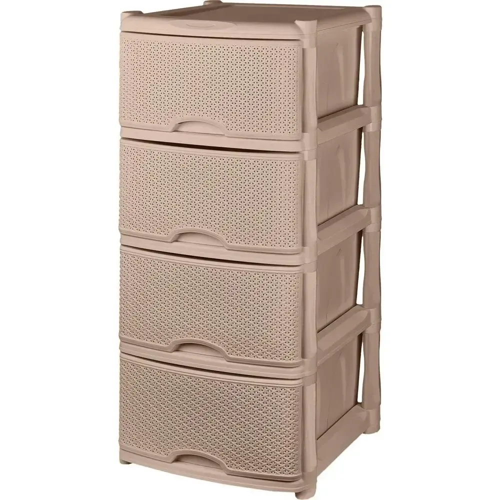 Комод Keeplex Rattan четырехсекционный 48х94,5см морской песок