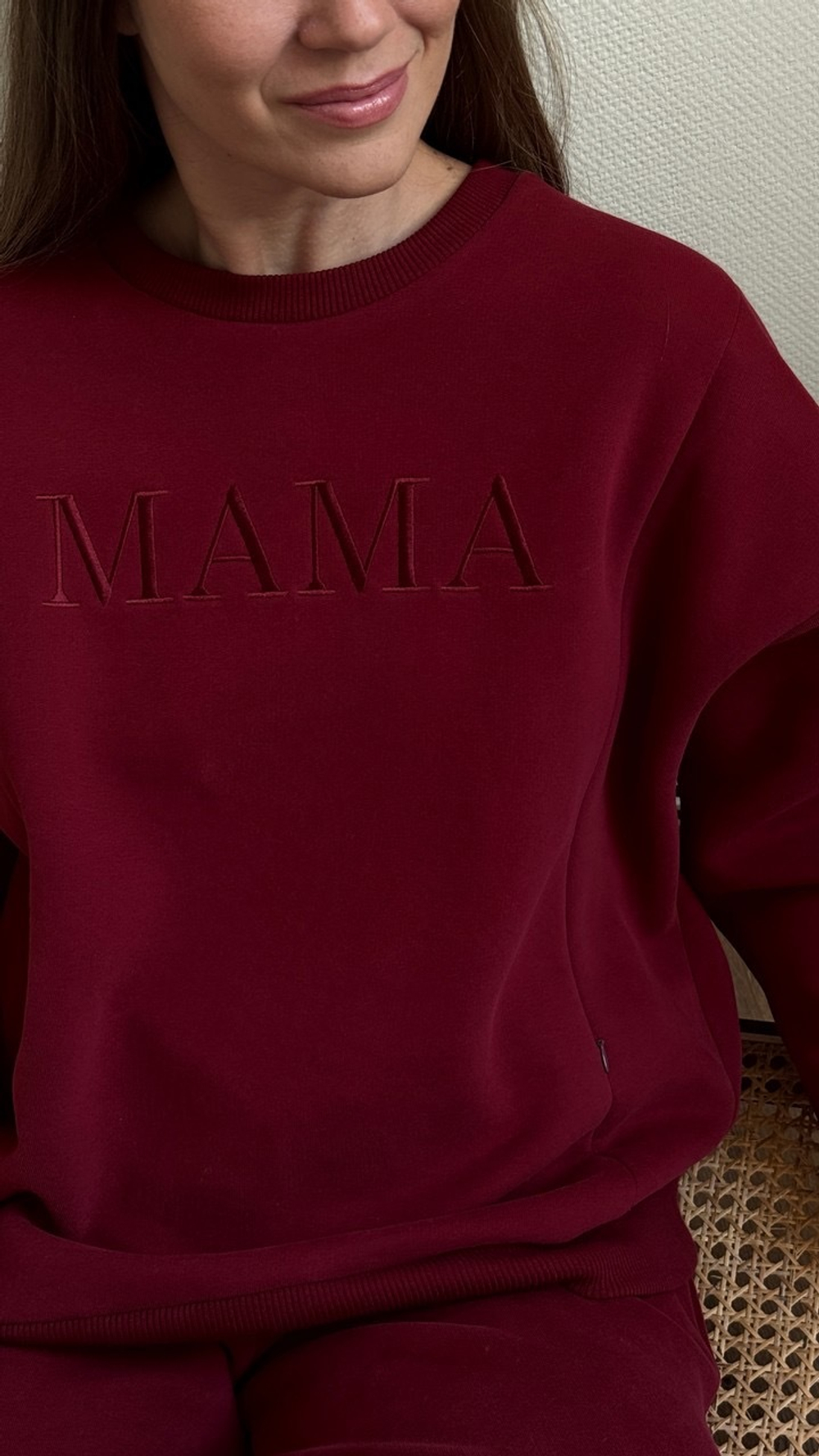 Свитшот Мама премиум утепленный, Винный