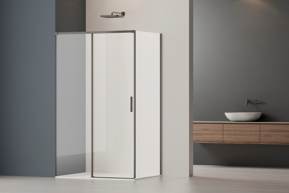 Душевой уголок Софт 2 (Soft 2) Vincea VSR-3SO28014CLGM, 1400*800, вороненая сталь, стекло прозрачное