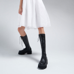 CHARLES&KEITH PU Knight Slim Knee High Boots Women"s Black