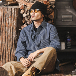 Полосатая рубашка с длинными рукавами мужская свободная повседневная мужская