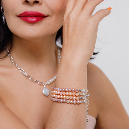 Браслет Fiore Luna Pearle Quadro Сarabiner CL4540 BR/S