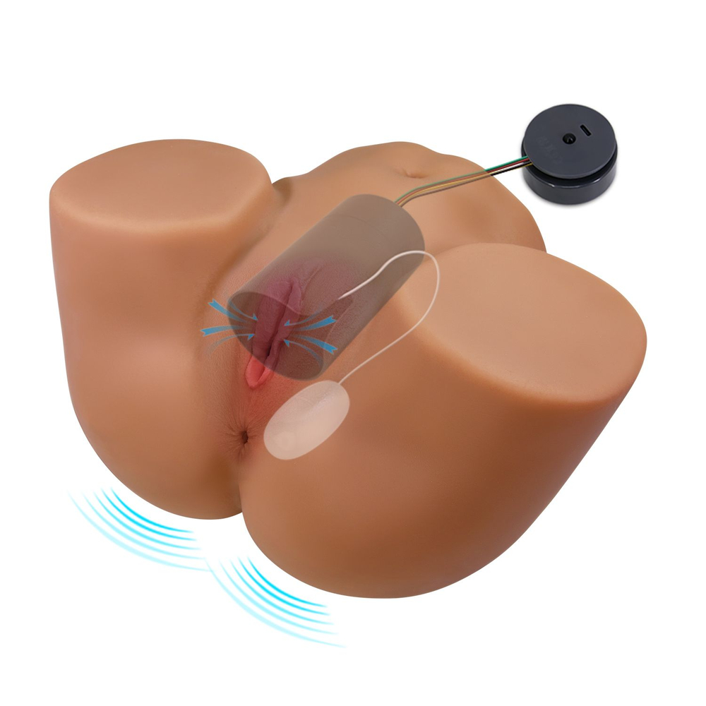 Мастурбатор Geriann с 2 любовными каналами (Цвет: карамель (темно-бежевый))