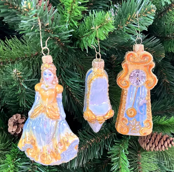 Набор стеклянных игрушек Золушка, голубой, 3 шт., Irena CO (63120/2)