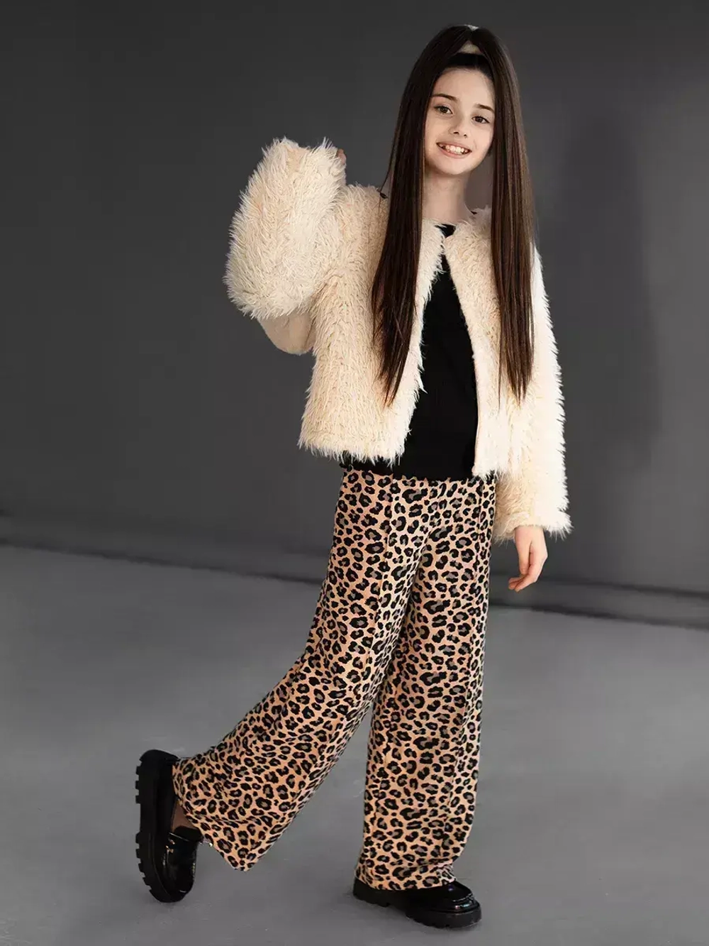 Штаны для девочки палаццо о с принтом