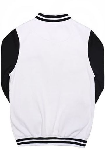 Куртка бомбер белый с черными рукавами