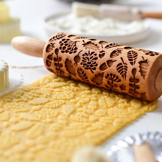 Малая скалка с узором Веточки и листочки