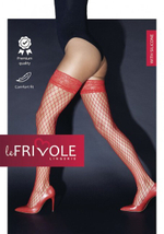 Красные чулочки в крупную сетку на кружевной резинке и на силиконе SM (2/3) (Цвет: красный)