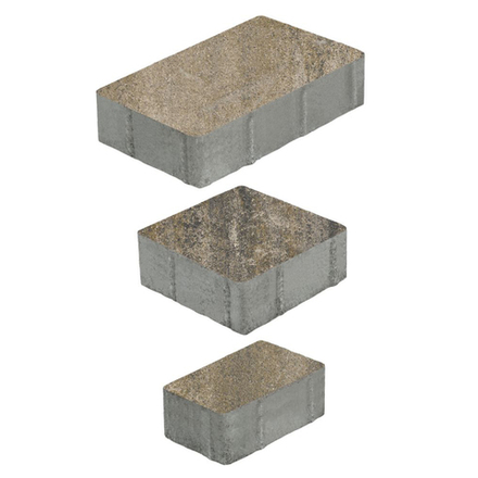 Тротуарная плитка СТАРЫЙ ГОРОД - Искусственный камень Базальт, комплект из 3 видов плит