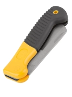 Складной нож электрика FIT Профи нержавеющий, прямое лезвие 80 мм, прорезиненная ручка 10526