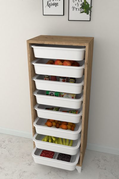 Стеллаж DORA с 8 выдвижными ящиками - сосна