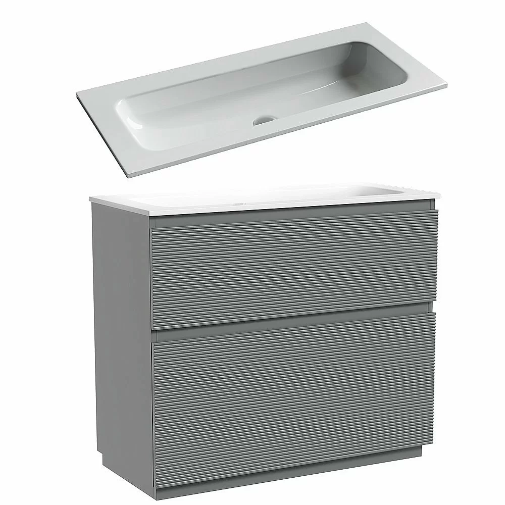 Тумба с раковиной Sancos FOLK Floor FL100FES/CN7013wx 100 Ergraut soft