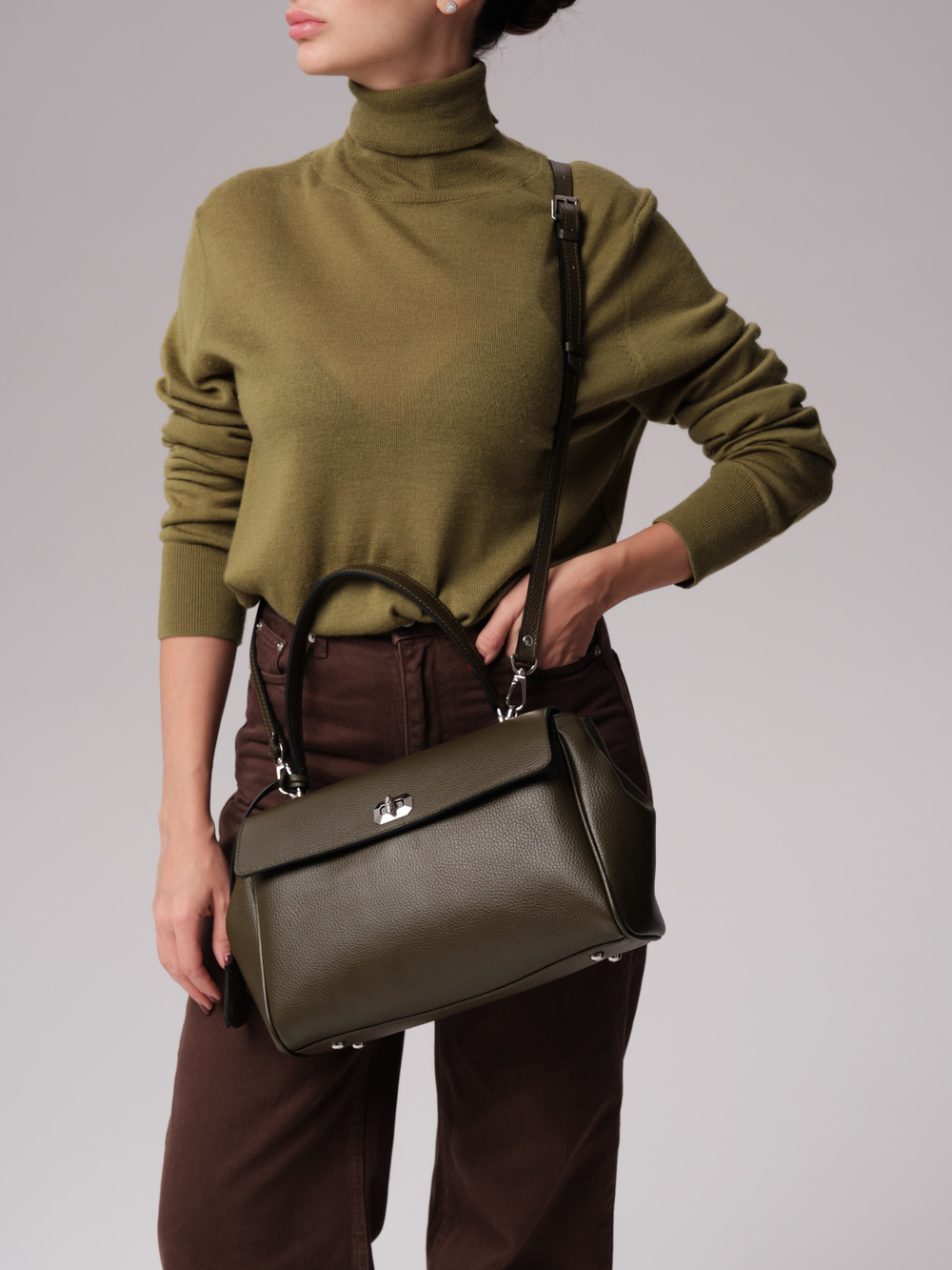 Кожаная сумка Nadi DBR 31356 олива