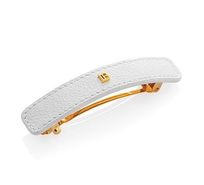Balmain Hair Couture Заколка-автомат белая кожа с логотипом В Limited Edition White Leather Large Barrette FW24