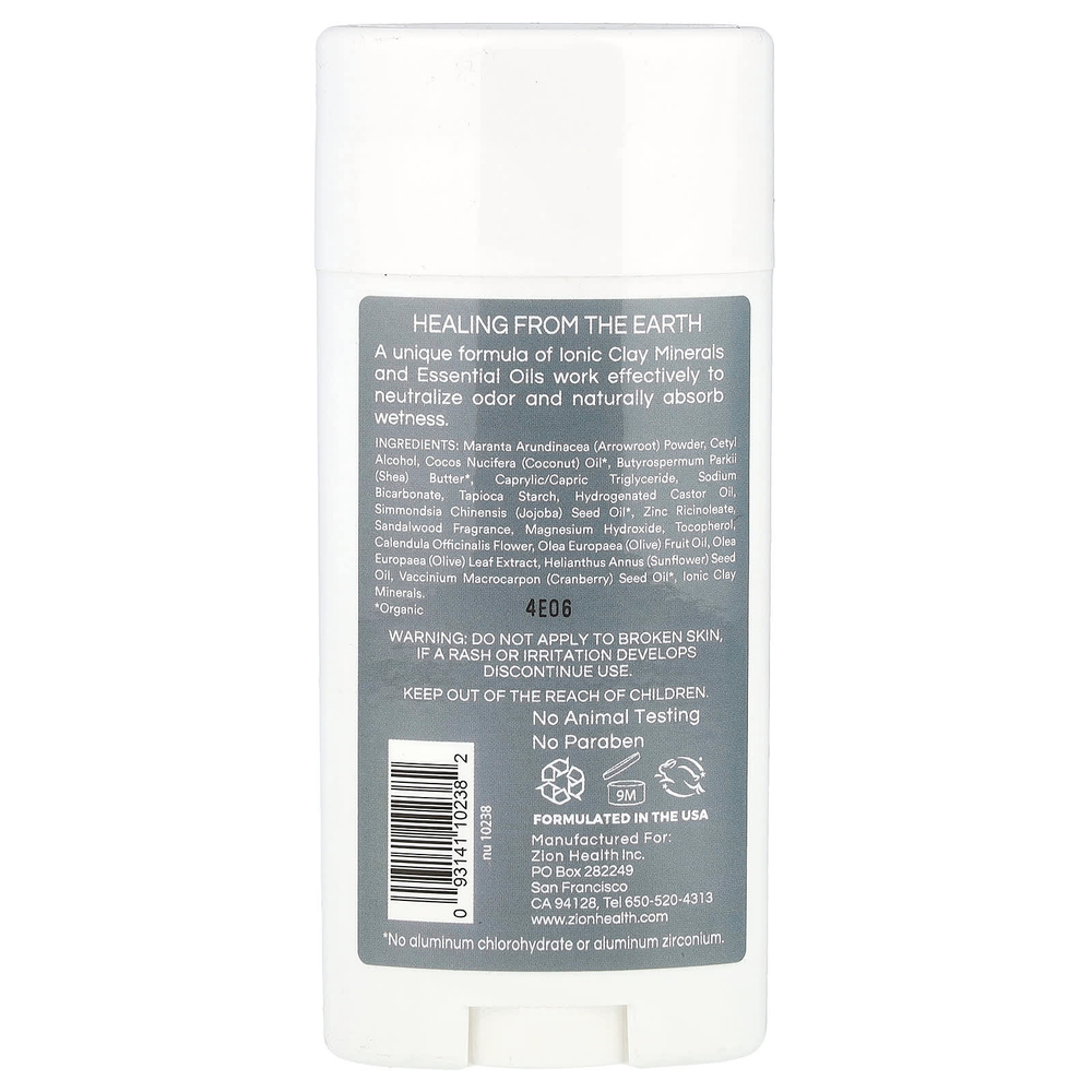 Zion Health, Men, ClayDry, дезодорант для мужчин, сандаловое дерево, 80 г (2,8 унции)