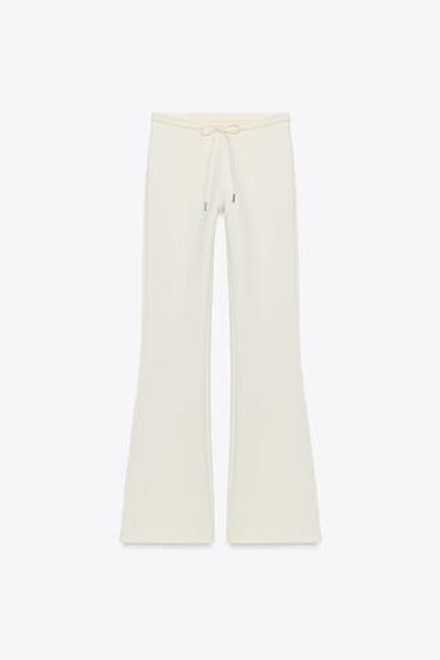 ZARA БРЮКИ-КЛЕШ ИЗ ИНТЕРЛОКА, ЭКРЮ