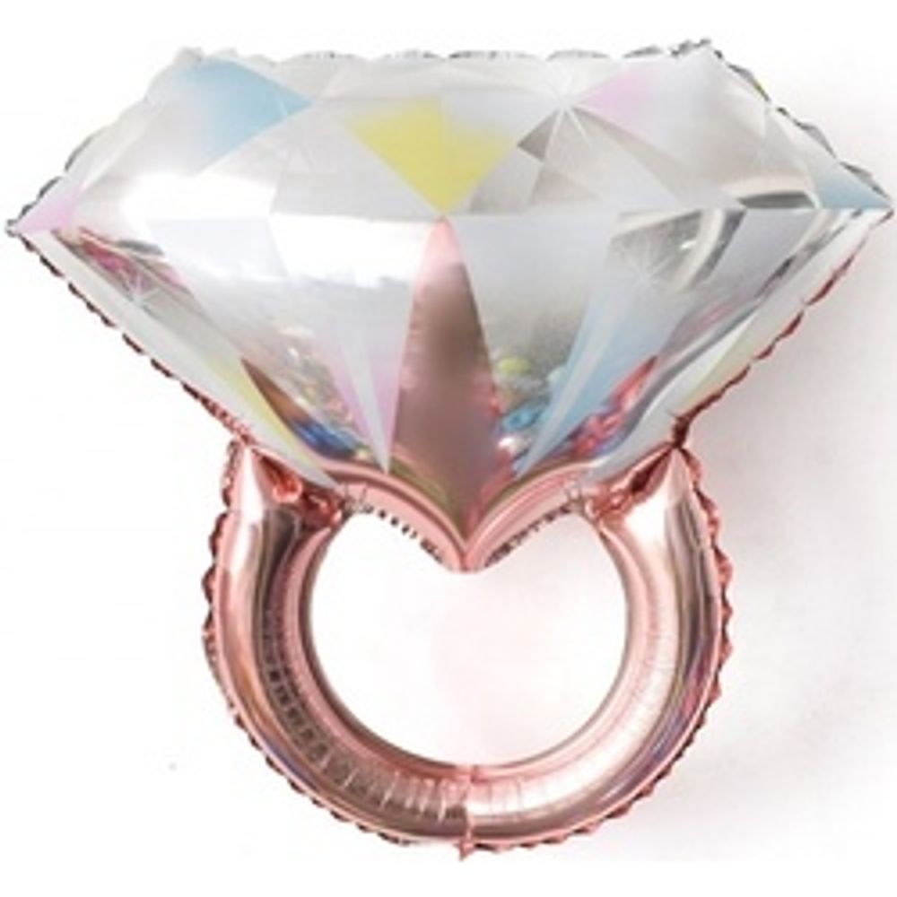 Шар (27"/69 см) Фигура, Кольцо с бриллиантом, Розовое Золото