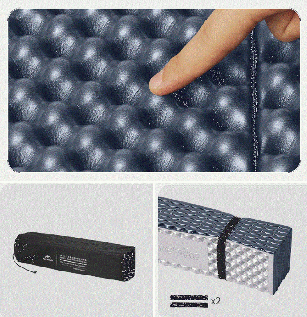 Коврик туристический Naturehike 200х65х2 см. IXPE, серо-голубой