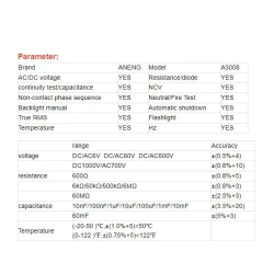 Мультиметр цифровой ANENG A3008