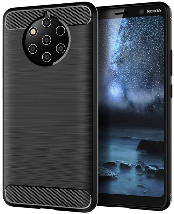 Чехол на Nokia 9 PureView цвет Black (черный), серия Carbon от Caseport