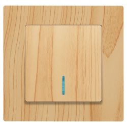Выключатель Intro Accent 6-102-11 с подсветкой, 10А-250В, IP20, СУ, AL/CU, сосна | Intro