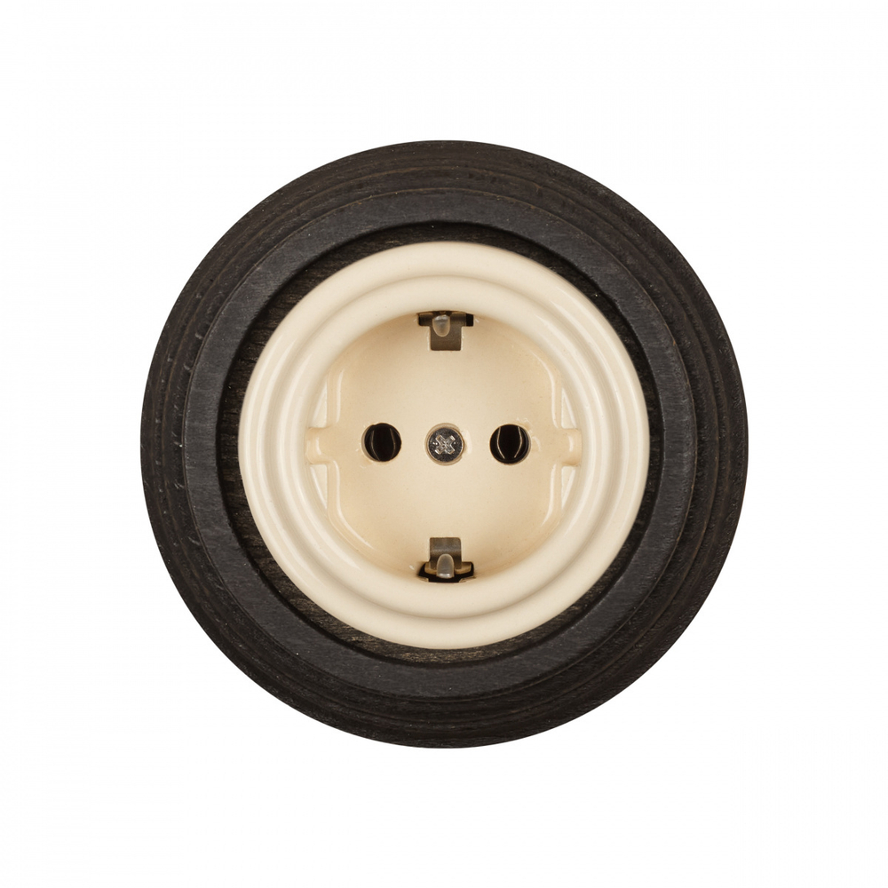 Розетка электрическая с заземляющим контактом, керамика, цвет Песочное золото B1-101-04