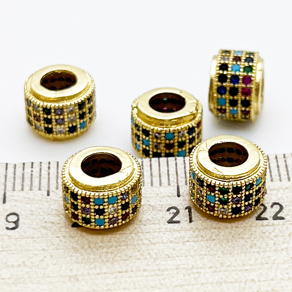 Бусина Milano LUX, цвет золото, фианиты, размер 8,5*7,5 мм, цена за 1 шт