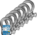 ЗУБР 1/2″ (12.7 мм), 6 шт, палец 16 мм, г/п 2 тн, омегообразная скоба, цинк, Профессионал (304525-13)