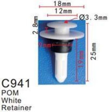Клипса для крепления внутренней обшивки европейских а/м пластиковая (100шт/уп.) Forsage клипса C0941(European car)