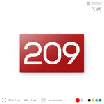 Номер на дверь 209, табличка на дверь для офиса, квартиры, кабинета, аудитории, склада, красная 120х70 мм, Айдентика Технолоджи