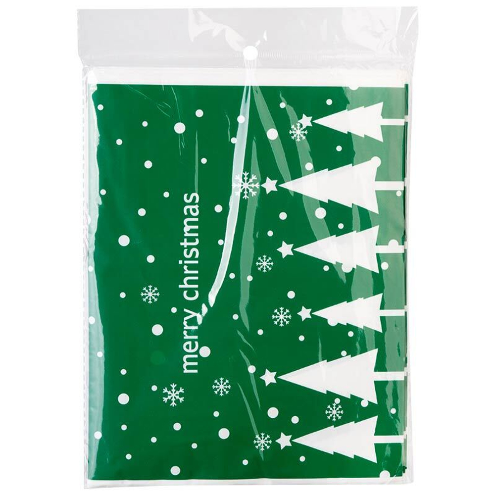 Пакет подарочный с затягивающей лентой 22,5*34см 10шт "Елки", зеленый