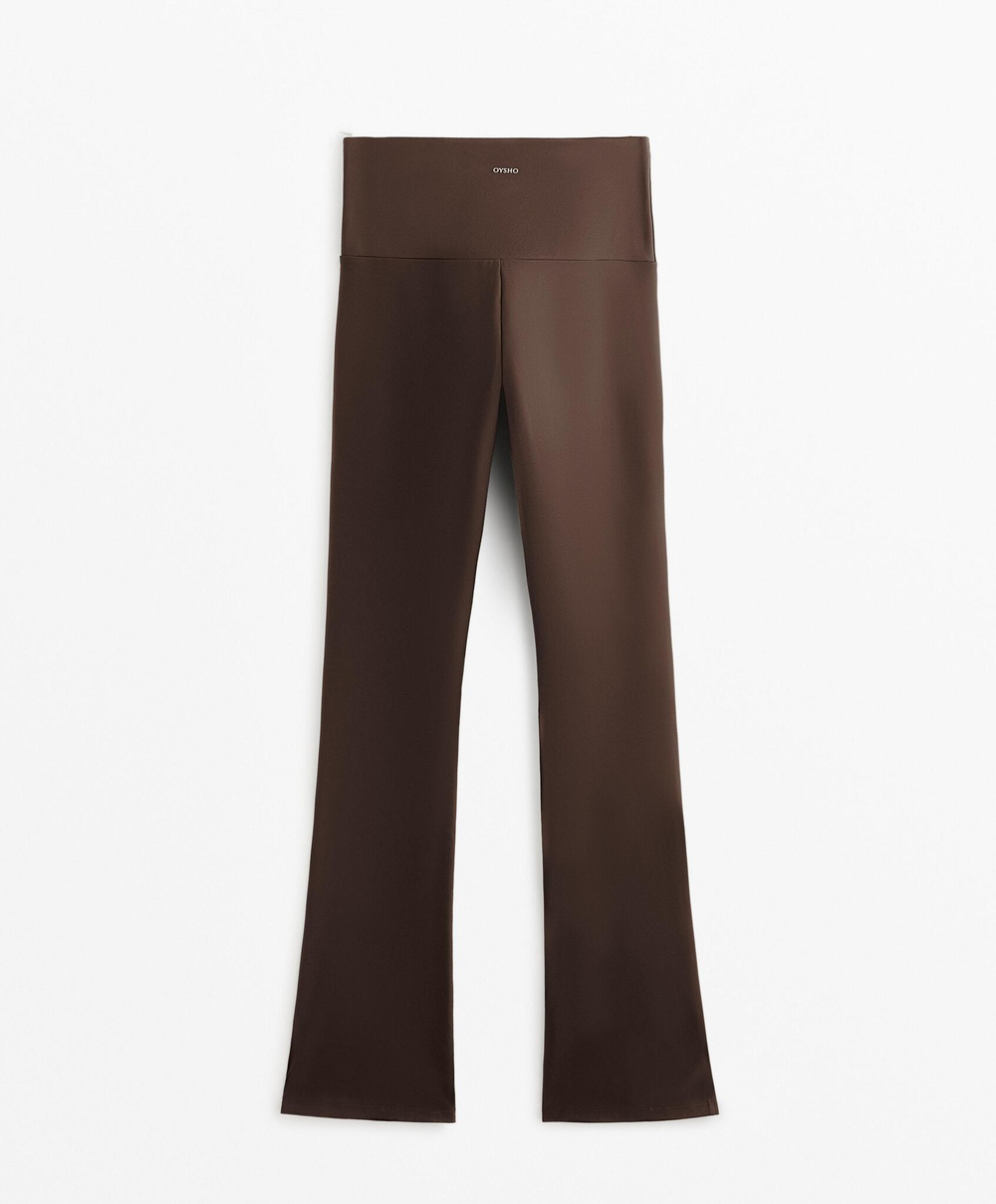 OYSHO Расклешенные брюки Comfortlux с высокой талией, темно-коричневый