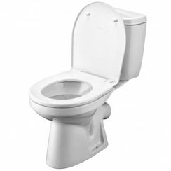 Унитаз SANTEK АНИМО компакт, выпуск косой (слив 2-реж., дюропласт) с сиденьем и бачком