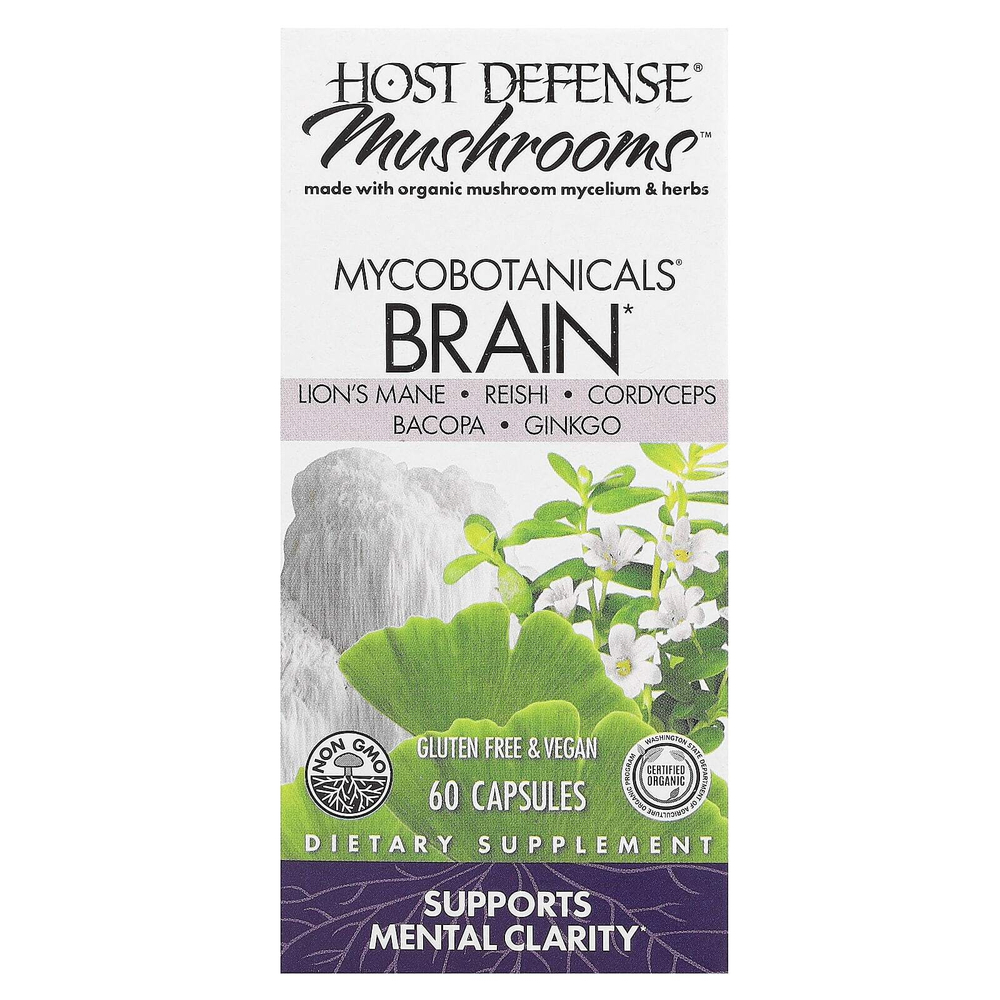 Host Defense, MycoBotanicals, добавка для улучшения работы мозга, 60 капсул