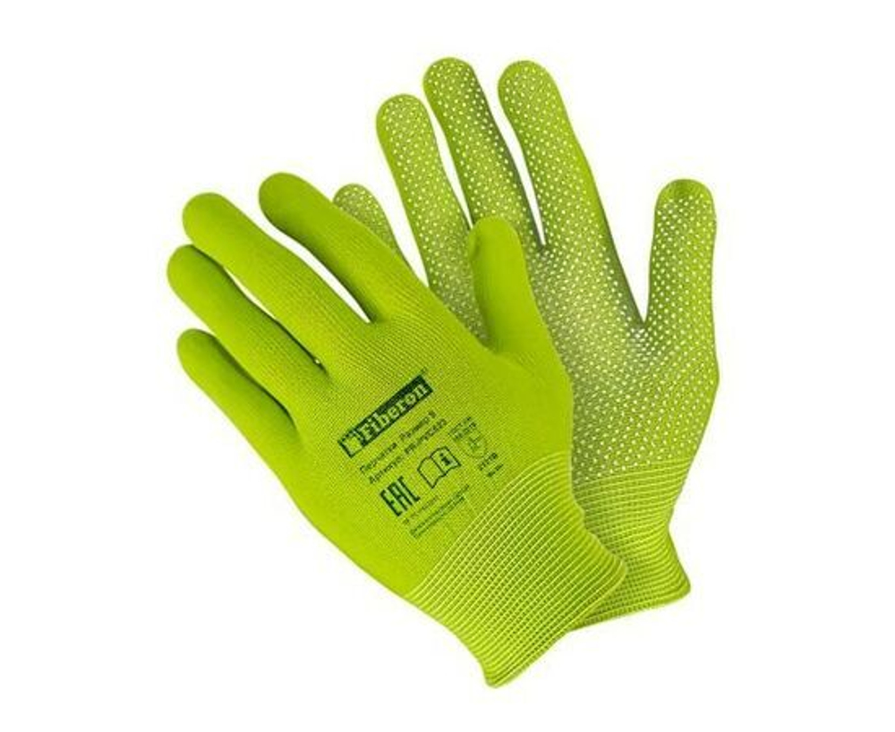 Перчатки Садовые работы: МИКРОТОЧКА , полиэстер, ПВХ-точка, микс цветов, в и/у, 9(L), Fiberon